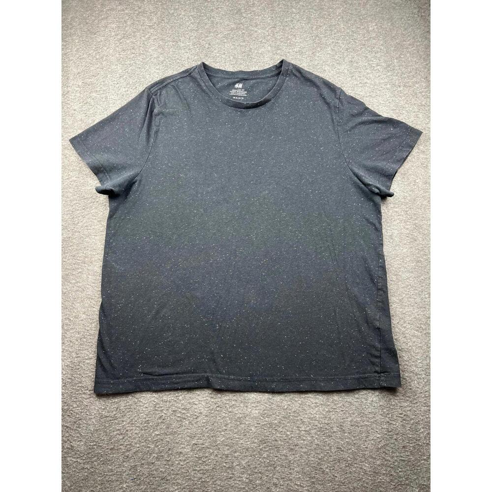 H&M Regular Fit Mens‎ T Shirt Dark Gray Speckled Design Size XL
